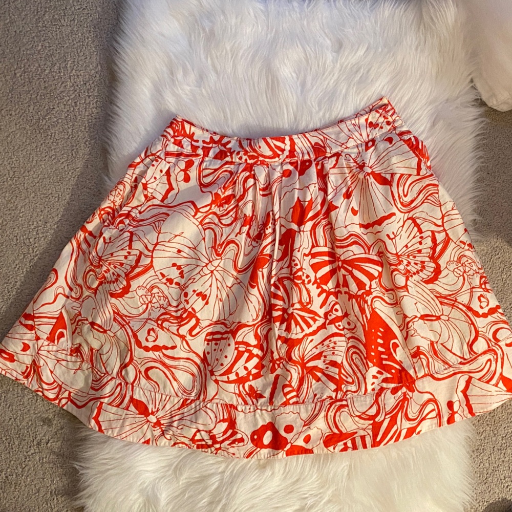 Anthropologie Red and White Skater Skirt